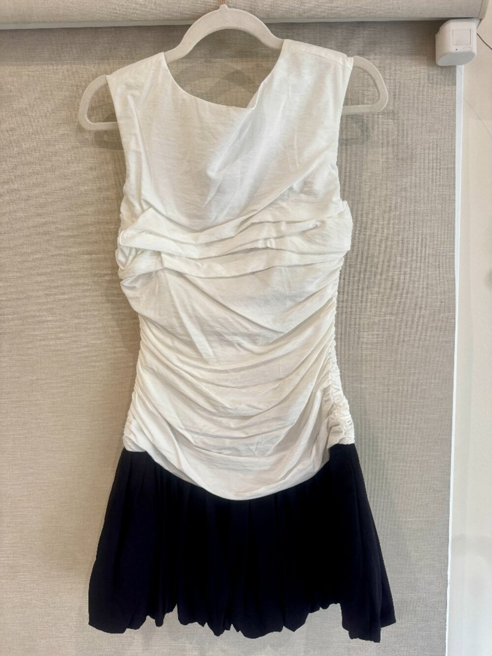NWT Nicholas The Label Magda Bubble Mini Dress | Ivory/Black | Size 2 | Saks |
